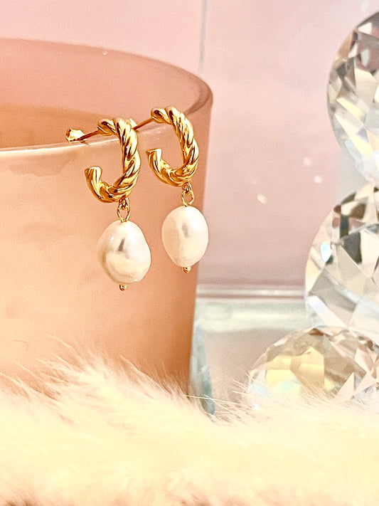 pearl hoop earrings