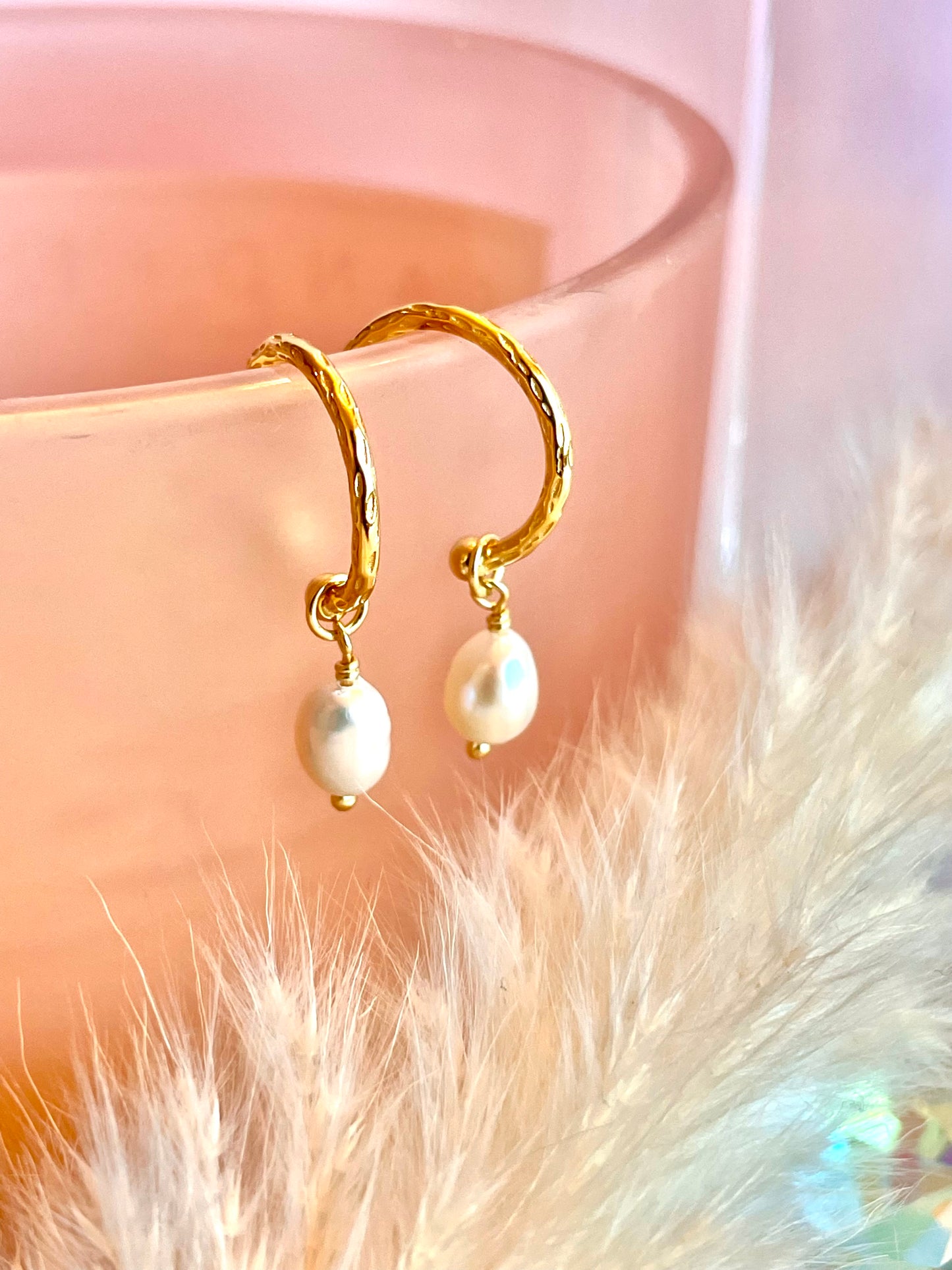 Semi Hoop Pearl Earrings