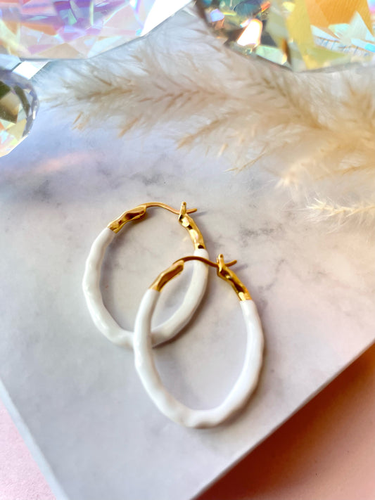 white hoop earrings