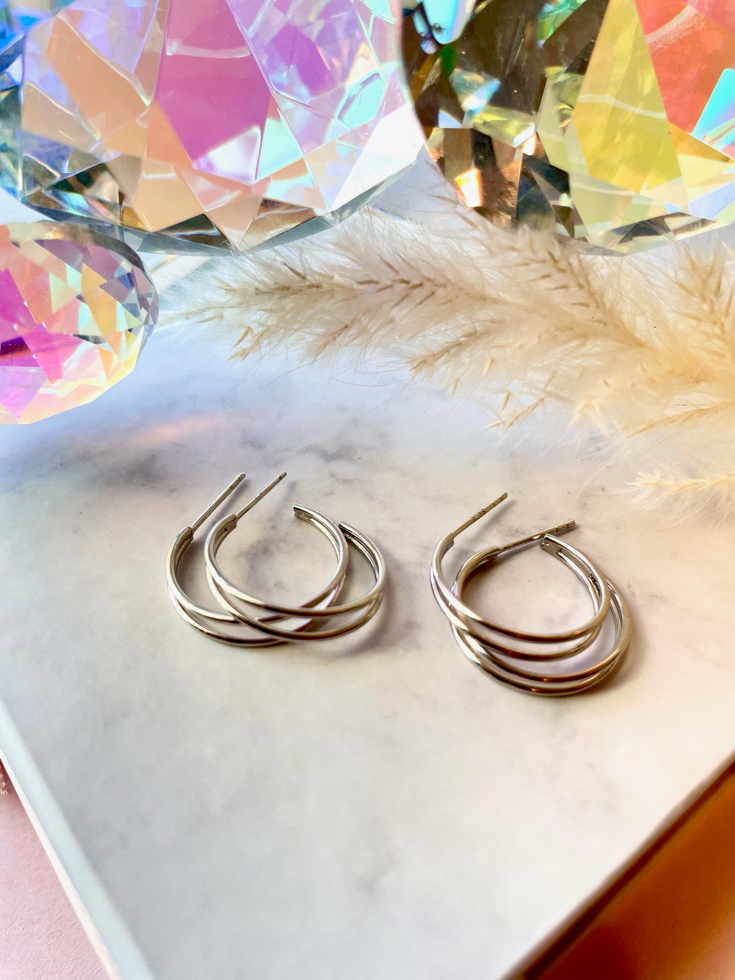 Silver Minimalist Double Hoop Earrings